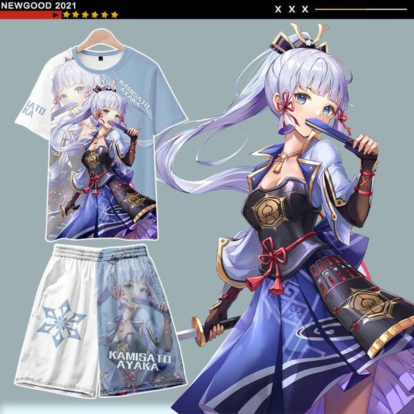 

men's t-shirts genshin impact kamisato ayaka game 3d print streetwear anime kawaii girl men women fashion t shirt kid boy tees top, White;black