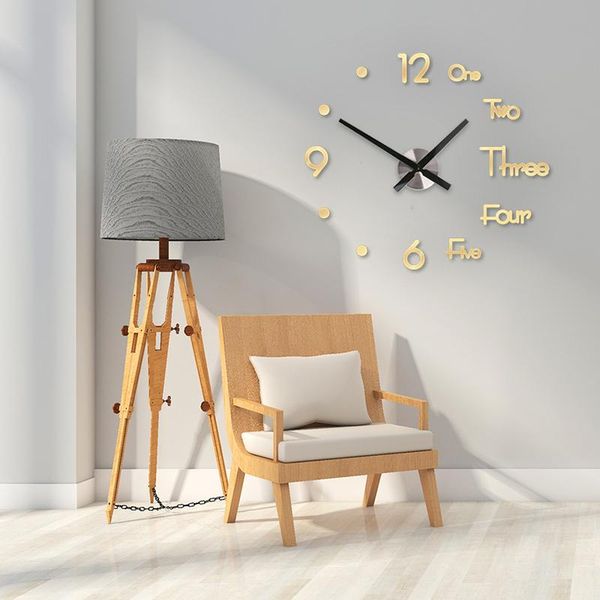 

frameless mute modern wall clock decoration perforated mirror diy clocks