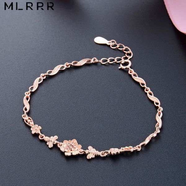 

charm bracelets mlrrr sterling 925 silver jewelries elegant simply flowers charms chain, Golden;silver