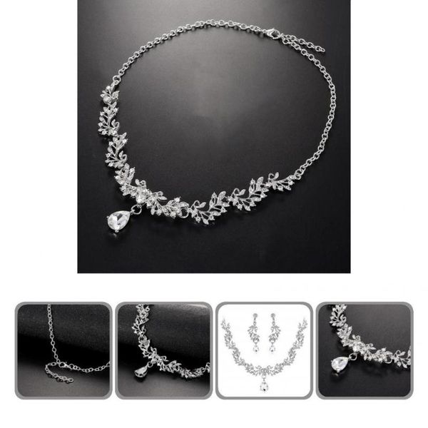 

earrings & necklace hollow out jewelry lightweight extension chain for banquet, Silver