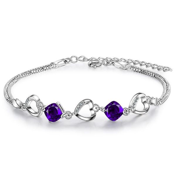 

charm bracelets purple zircon romantic bracelet standard 925 sterling silver buckle, Golden;silver