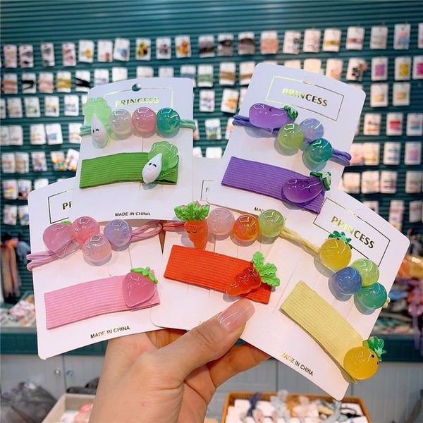 

hair accessories 2021 cute children beautiful colorful jelly ball fruit vegetable rubber band rope fashion sweet girl bb clip headdress, Slivery;white