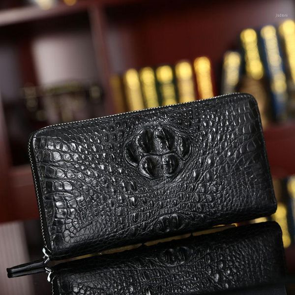 

fashion luxurious crocodile leather clutch wallet for man business genuine real multifunction long wallets1, Red;black