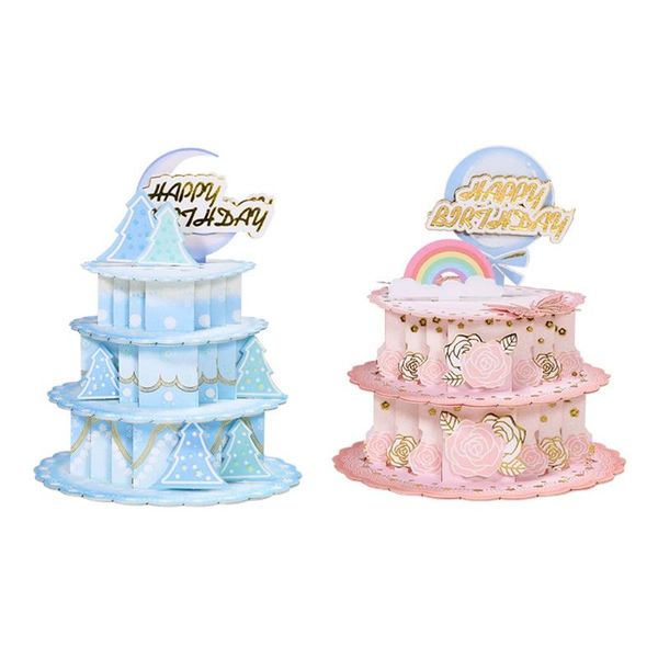 

greeting cards 3d -up cake card for happy birthday mother's day wedding w/ envelope 652a