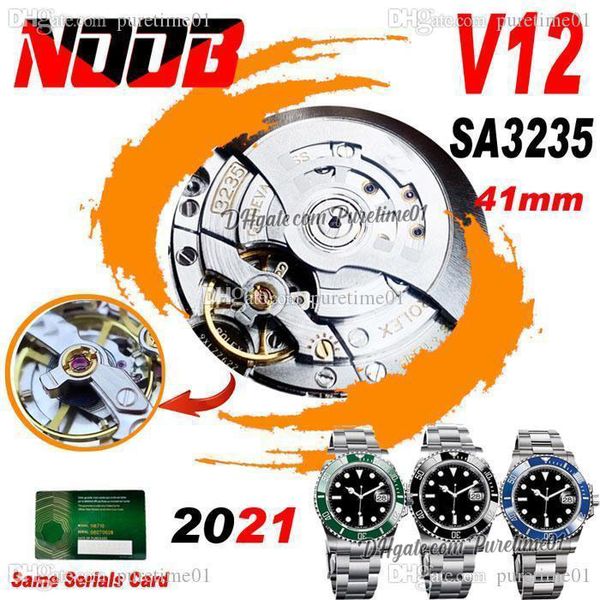 

n v12 126610 sa3235 automatic mens watch 41mm green ceramics bezel black dial 904l oystersteel bracelet super edition gift same serial warra, Slivery;brown