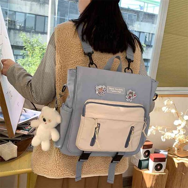 

fashionable girl multi-function backpack korean bump color campus style students schoolbag japanese casual travel bag 210922