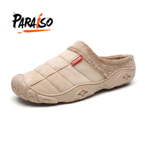 

70% off wholesale sandals flip-flops men's and women's classic lined clog warm fuzzy slippers winter shoes soft home cotton fleece, Black