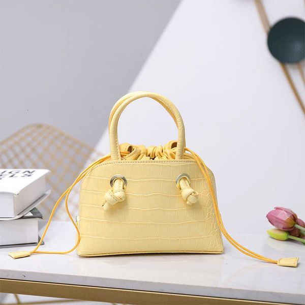 

cowhide personalized neckband handbag summer one shoulder slung bucket bag women's drawstring bag purse