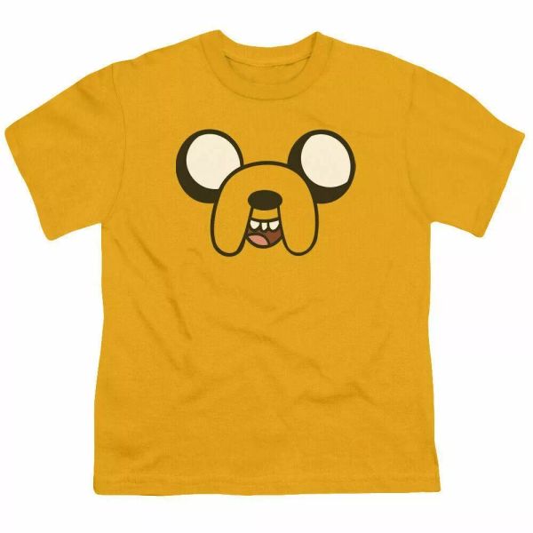 

Adventure Time Jake Head Kids Youth T Shirt Licensed Cartoons Tee Gold, White;black