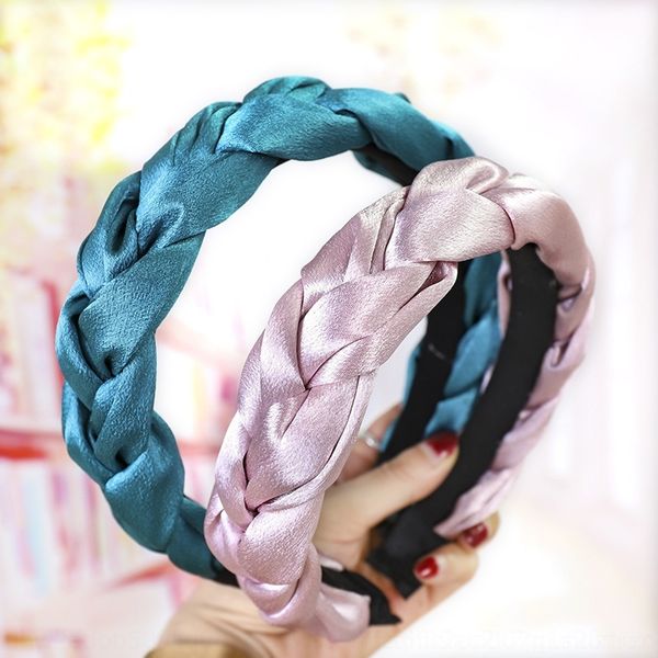 

lOzn satin twist braid fashion solid color twist hair cloth headband headbands hair accessories c657, Silver