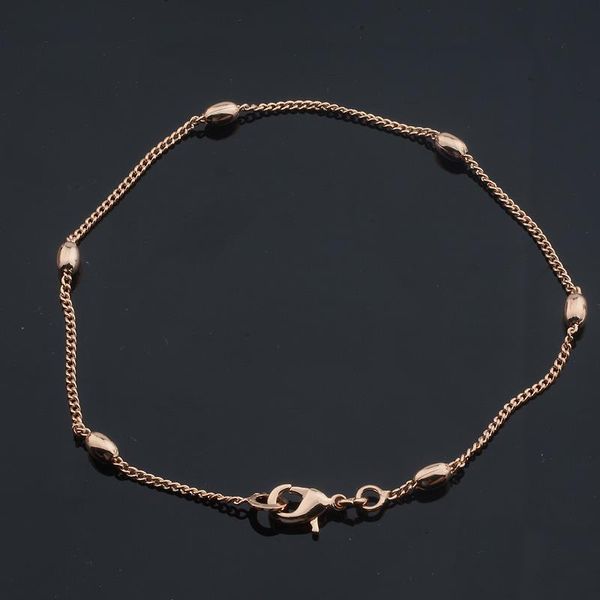 

link, chain 3mm oval bead women 585 rose gold color link bracelet 20cm, Black