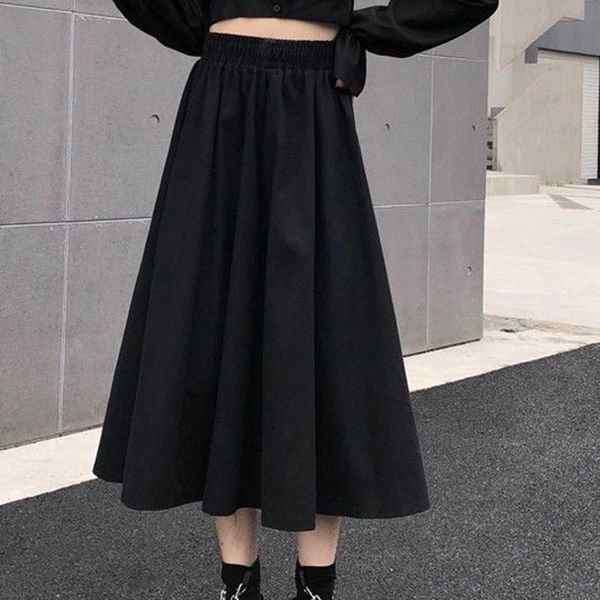 

high waist skirts long mesh skirt womens pleated solid color women spring summer belt elastic roupa mulher, Black