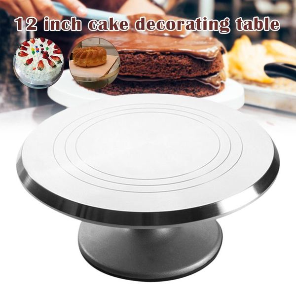 

aluminium alloy revolving cake stand 12 inch rotating turntable for cupcake decorating supplies j2y baking & pastry tools
