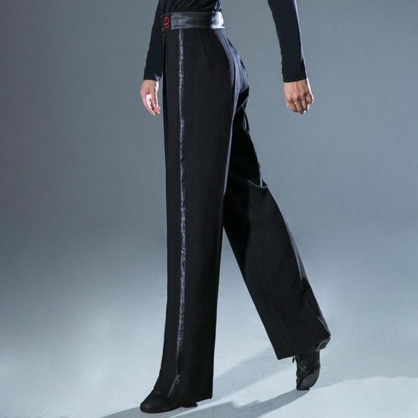

stage wear men latin dance pants ballroom tango performance costume samba waltz competition clothing training trousers ys1709, Black;red