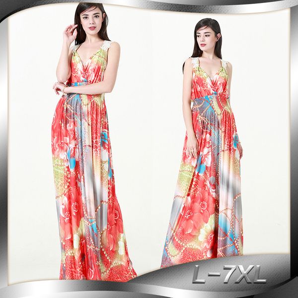 

dresses summer bohemian holiday ice rose v-neck dress 5026, Black;gray
