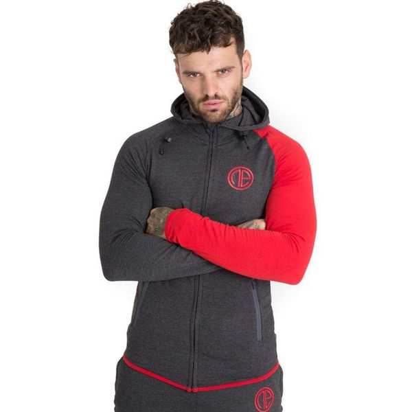

men's hoodies & sweatshirts autumn men skinny male gyms fitness bodybuilding sportswear casual fashion cotton zipper jacket jogger coat, Black