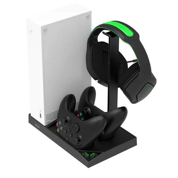 Para a base de fãs de refrigeração do console da série do Xbox para XSX Gamepad Dual Titular de Bateria Carregando Rack de fone de ouvido