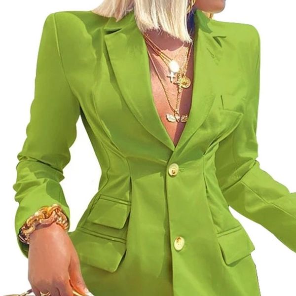 

women's suits & blazers elegant office lady blazer jacket 2021 spring women long sleeve notched single breated pocket slim ol workwear, White;black