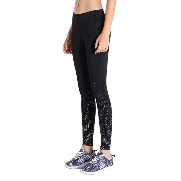 

high waist night reflective running pants outdoor tight yoga leggings - size, Black;blue