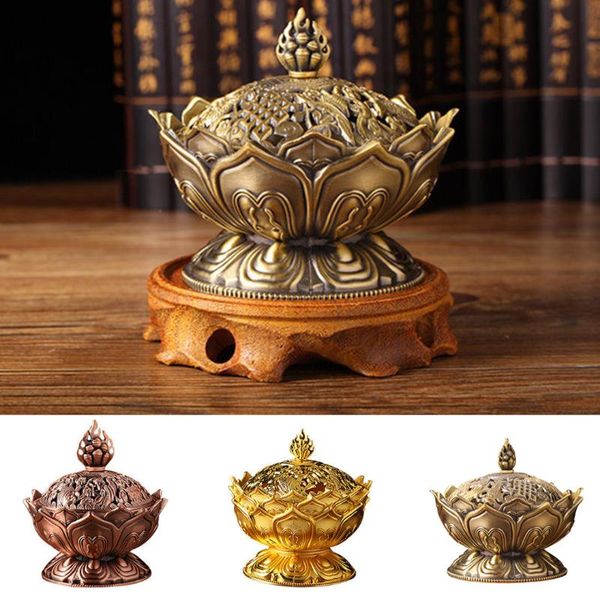 

sachet bags 2021 alloy chinese lotus hollow cover incense burner censer cone holder