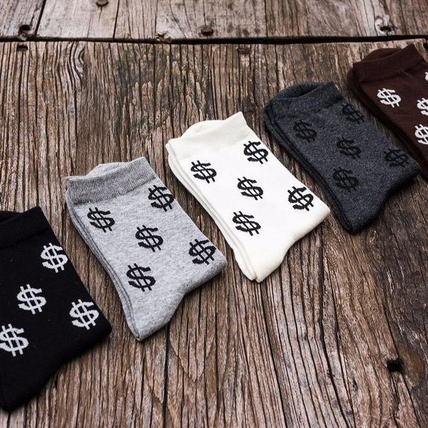 

men's socks 2021 spring novelty long harajuku money dollar 3d patterned funny cartoon sock pure cotton for men wz033, Black