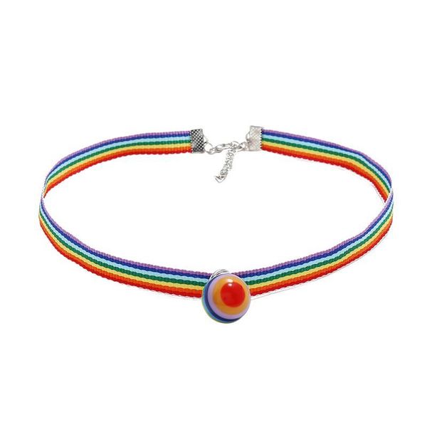 

pendant necklaces rainbow color clavicle chain necklace neck colorful necklet homosexual (style beads), Silver