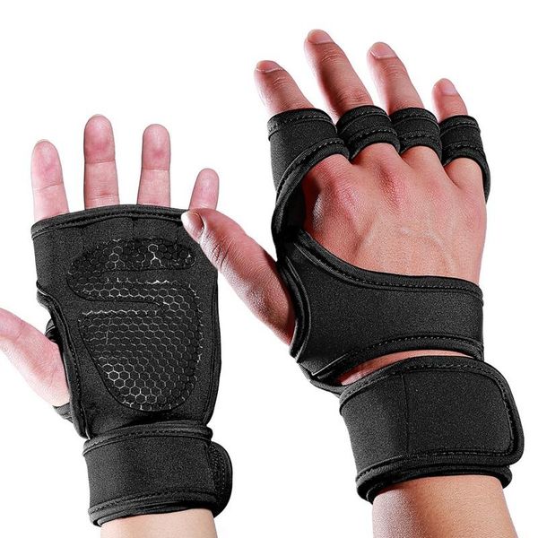 

fitness palm guards gloves sports training compression wrist support, Black;red