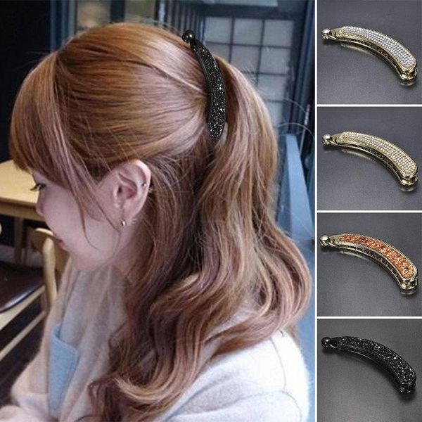

hair accessories shining full rhinestone women clips banana vertical ponytail classic lady hairpins barrette headwear
