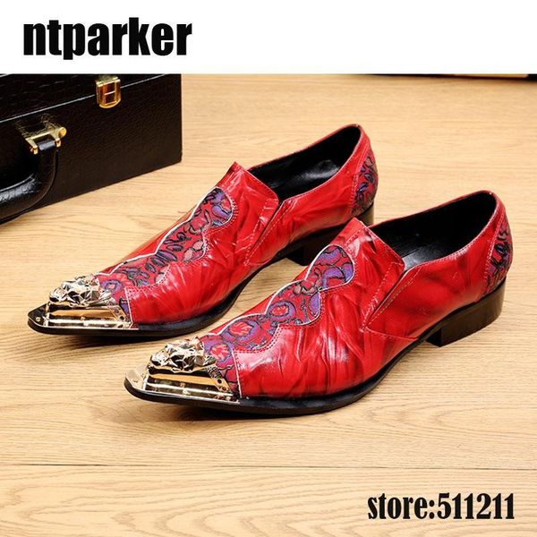 

italian fashion men's leather shoes sales red pointed iron head business office red designer wedding dress shoes for men, Black