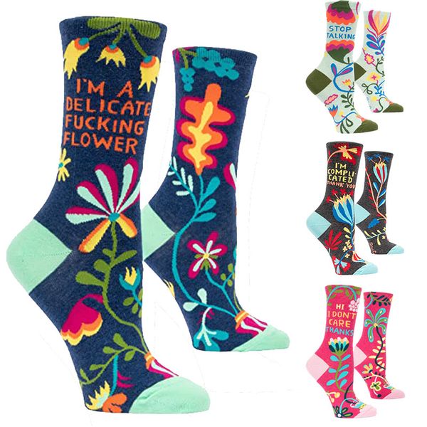 Bunte, lustige Neuheitssocken für Damen, verrückt, cool, niedlich, mit Blumenmuster, lässig, Crew-Socken