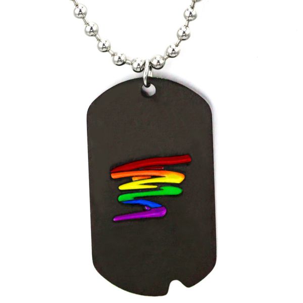 

rainbow stainless steel jewelry black dog tag pendant necklace titanium steel jewelry stainless steel necklace, Silver