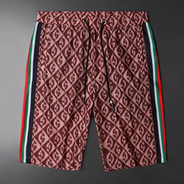 

shorts summer thin men's loose stretch ice silk 5-point pants side stripe print beach trend, White;black