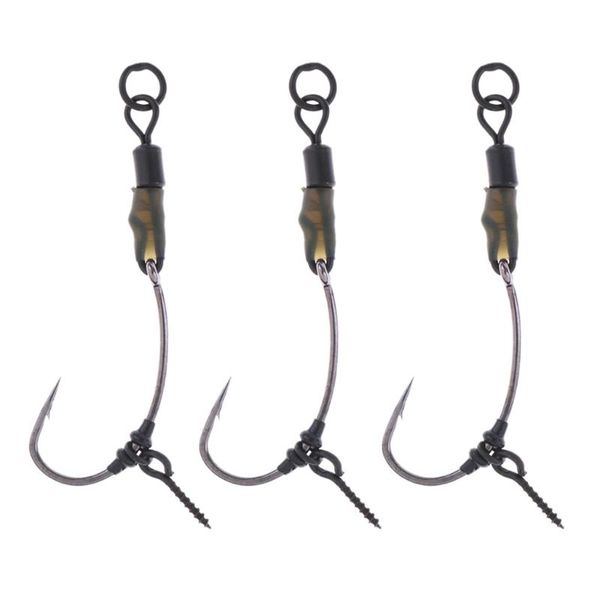 

fishing accessories 3pcs ready tied chod rigs barbed carp hair with swivels rings tools