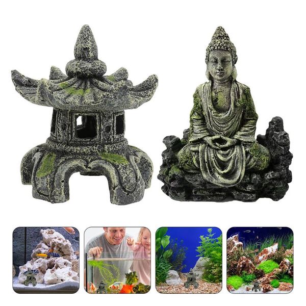 

Decorations 2pcs Fish Tank Landscaping Resin Antique Lighthouse Statues