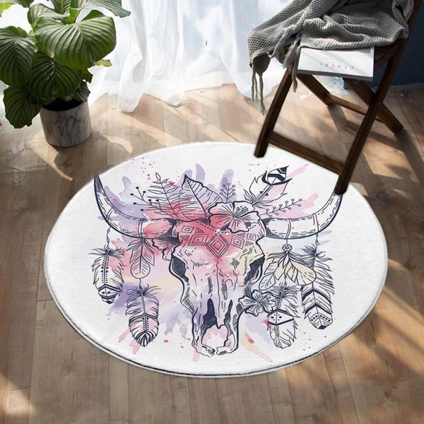 

sheep head print round area rug kids play mat circle carpet painting rugs for bathroom living room portable washable carpets