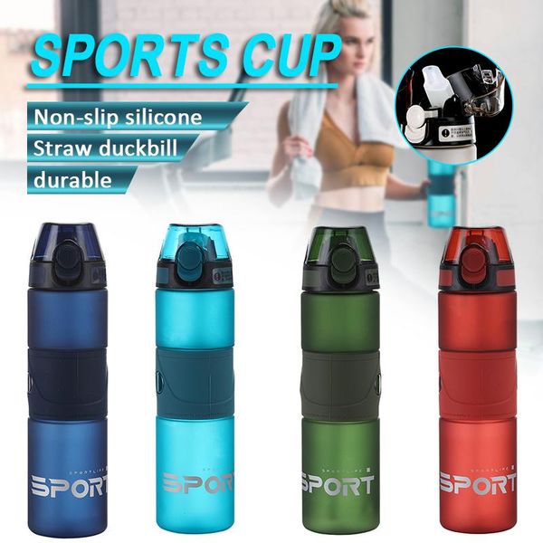 

portable sports water bottle 700ml with straw plastic drinkware outdoor bicycle travel fitness leakproof bottles