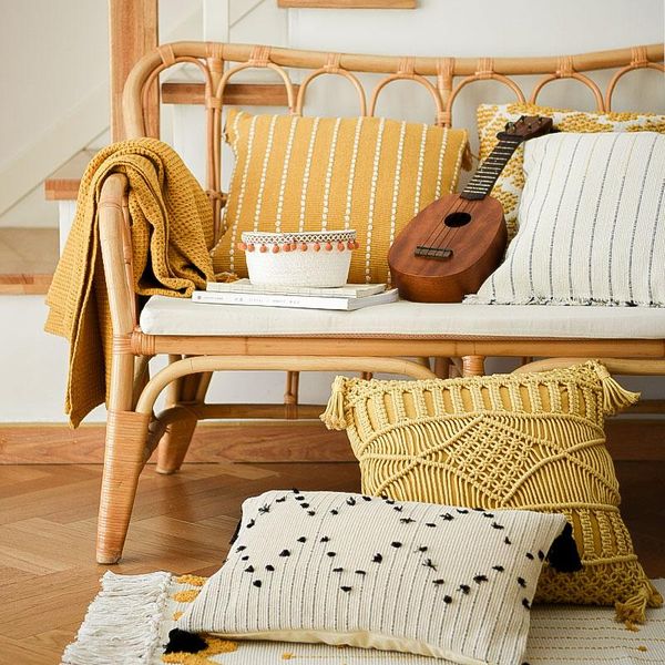

pillow bohemian braided tassel cover 45x45 non core living room sofa rectangular cushion waist
