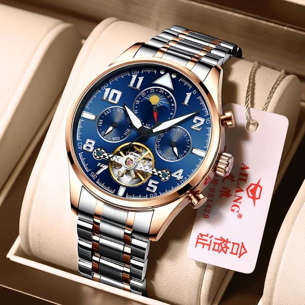 

mechanical watch men hombre business relogio fashion wristwatches luxury clock automatic calendar masculino designer, Slivery;brown