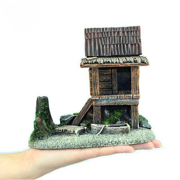

decorations aquarium decoration fish tank landscaping shelter wooden house ornaments aquascape landscape home decor accessories