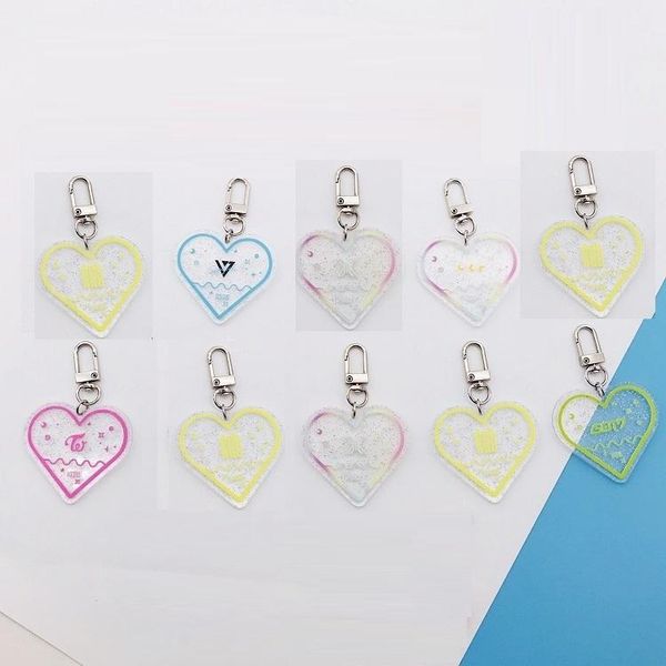 

keychains kpop got7 twice seventeen txt x1 nct keychain love flash key buckle ring pendant luxury chain wallet, Silver
