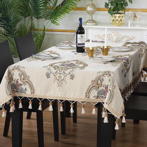 

table cloth european luxury tablecloth embroidered rectangular for weding banquet jacquard cover can be customized