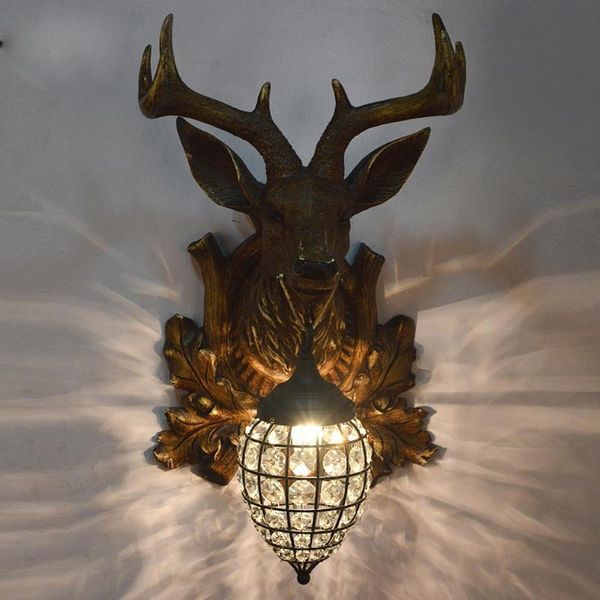 

wall lamp nordic loft creative resin deer light retro art kitchen dining room bar decoration