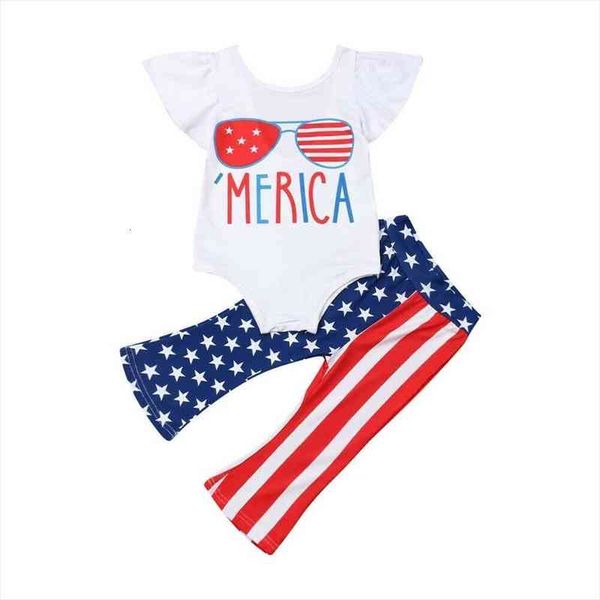 

summer toddler baby girl july 4th clothes short sleeve romper pants holiday outfit set, White