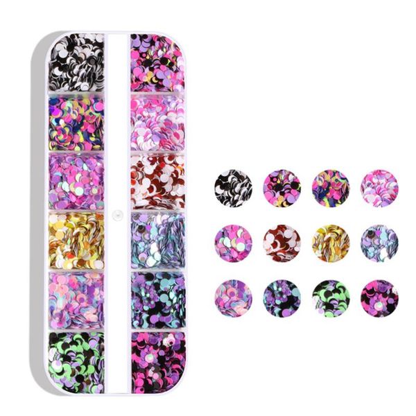 

6pcs colorful shape sequins nail ornament stunning holographic glitter, Silver;gold