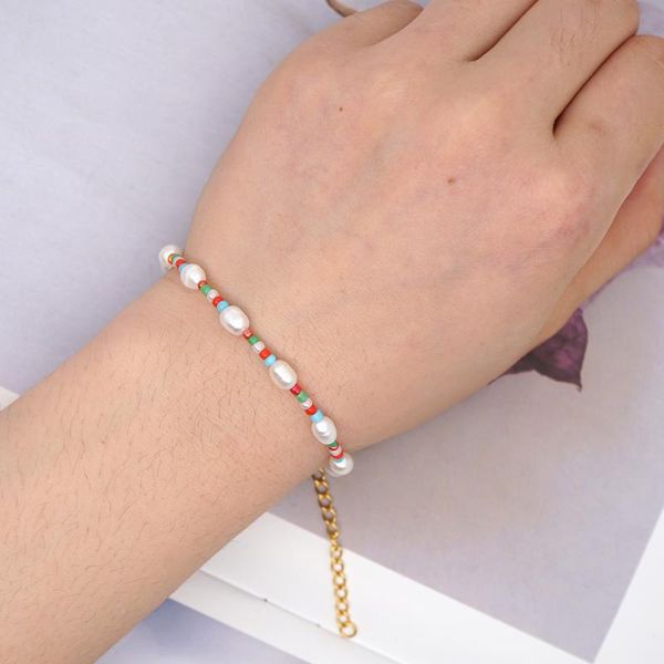 

charm bracelets custom freshwater pearl miyuki beaded brass gold plated bracelet for women jewelry, Golden;silver