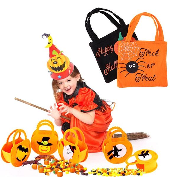 

gift wrap 5pc halloween 2021 pumpkin candy cute hand bag kids trick treat ghost bat party decoration supply carrying