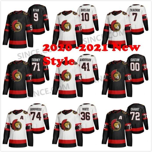 

2020-21 ottawa senator custom s-4xl thomas chabot brady tkachuk daniel alfredsson alexei yashin dominik hasek anisimov duclair vintage hocke, Black
