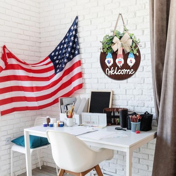 

decorative flowers & wreaths independence day wreath wood hanging sign front door decoration with bow for porch wall farmhouse decor r9uf