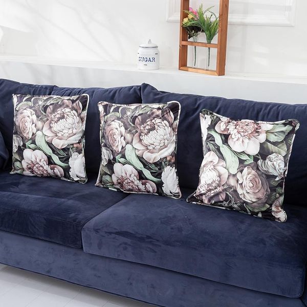 

digital flower printing velvet pillow case for sofa couch cushion double-sewed edge matching curtain home decor cushion/decorative