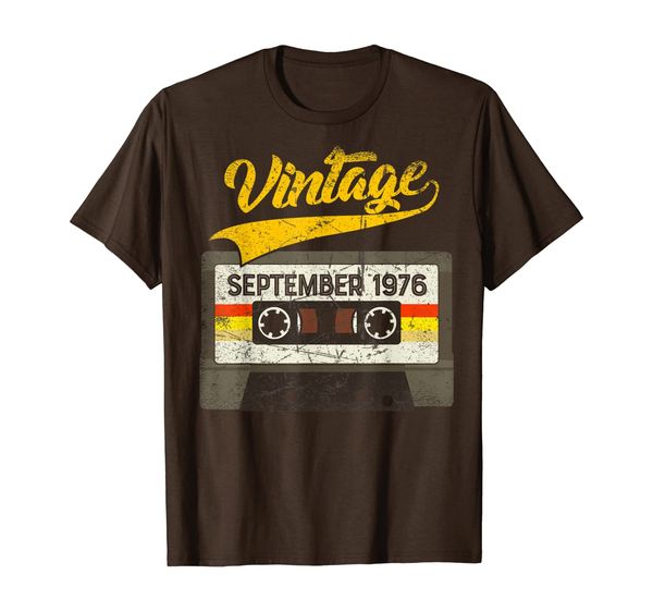

september 1976 43rd birthday shirt vintage cassette shirt, White;black